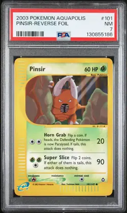 2003 Pokemon Aquapolis #101 Pinsir Reverse Foil PSA 7 NM - Image 1