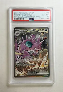 2025 POKEMON DRI EN-DESTINED RIVALS #233 TEAM ROCKET'S NIDOKING EX PSA 10 - Image 1