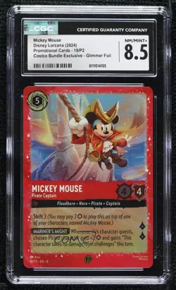 2024 Disney Lorcana - P2 Promos Foil Mickey Mouse Pirate Captain #18/P2 CGC 8.5 - Image 1