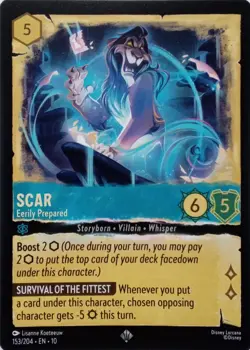 153/204 SCAR EERILY PREPARED EN10 SUPER RARE DISNEY LORCANA CARD - Image 1