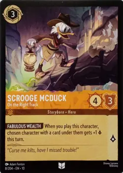 8/204 SCROOGE MCDUCK ON THE RIGHT TRACK EN10 UNCOMMON DISNEY LORCANA CARD - Image 1