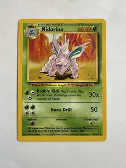 Nidorino 37/102 - UnCommon 1999 English Base Set Pokemon Card - LP - Image 1