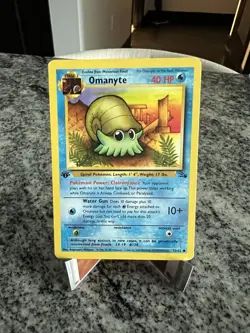 Pokemon TCG Omanyte Card 52/62 Fossil, 1st Edition, Regular - Image 1