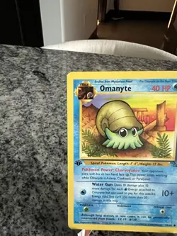Pokemon TCG Omanyte Card 52/62 Fossil, 1st Edition, Regular - Image 2