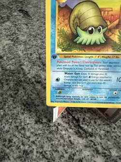 Pokemon TCG Omanyte Card 52/62 Fossil, 1st Edition, Regular - Image 5