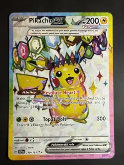 Pokemon Pikachu EX Surging Sparks 219/191 Ultra Rare Card FREE SHIPPING - Image 1