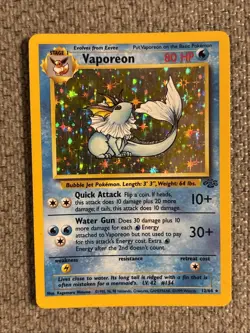 Pokemon TCG Vaporeon Jungle Holo Rare Card 12/64 LP Condition - Image 1