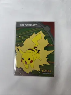 2000 Pokemon Topps Heroes And Villains Topps Card Blue Label #25 Pikachu Holo - Image 1