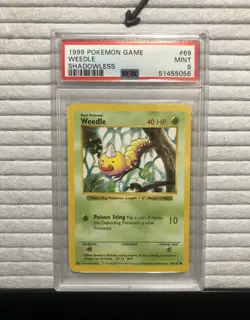 1999 Pokemon Hame Base Set Weedle Shadowless - PSA 9 - Image 2