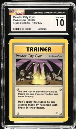 Pokemon Pewter City Gym 2000 Gym Heroes 115/132 CGC 10 - Image 1
