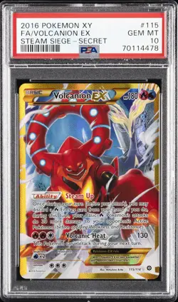 2016 POKEMON XY STEAM SIEGE SECRET #115 FULL ART/VOLCANION EX PSA 10 - Image 1