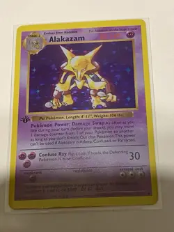Pokemon TCG Alakazam Base Set (Shadowless) 1st Edition Holo Rare 80HP 001/102 - Image 1