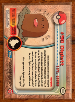 1999 Topps Pokemon Diglett #50 TV Animation Edition Blue Logo Non Holo 1st Print - Image 2
