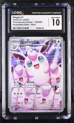 Pokemon Wigglytuff 2025 Phantasmal Flames 105/094 CGC 10 - Image 1