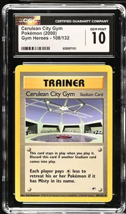 Pokemon Cerulean City Gym 2000 Gym Heroes 108/132 CGC 10 - Image 1