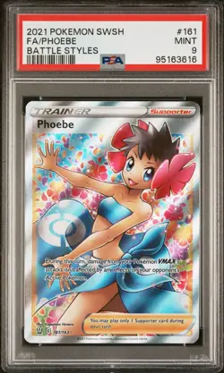 #161 Phoebe Full Art Holo 2021 Pokemon Sword & Shield Battle Styles PSA 9 Mint - Image 1
