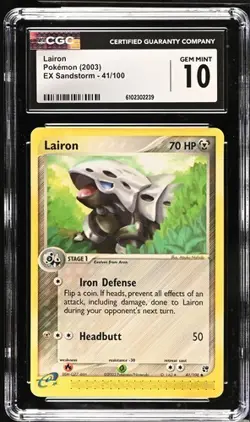 Pokemon Lairon 2003 EX Sandstorm 41/100 CGC 10 - Image 1