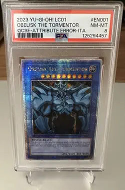 Yu-Gi-Oh! Obelisk the Tormentor (Quarter Century Secret Rare) PSA 8 ITA Error - Image 1