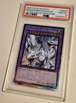 2025 YU-GI-OH! QUARTER CENTURY STAMPEDE Dragon Master Magia RA04-EN055 PSA 10 - Image 3
