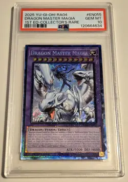 2025 YU-GI-OH! QUARTER CENTURY STAMPEDE Dragon Master Magia RA04-EN055 PSA 10 - Image 4