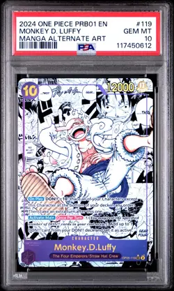 2024 ONE PIECE PRB01 EN MONKEY D. LUFFY FOIL THE BEST MANGA ALT ART PSA 10 - Image 1