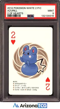 Pokemon 2012 Azurill 2 Of Hearts White 2 Playing Card Japanese PSA 9 - Image 1
