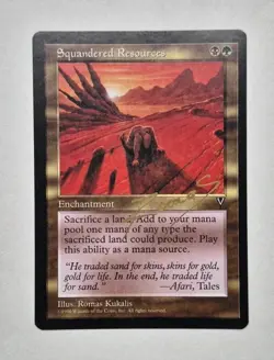 Unplayed Gold Signed NM Squandered Resources Visions MTG Romas Kukalis RESERVE - Image 1