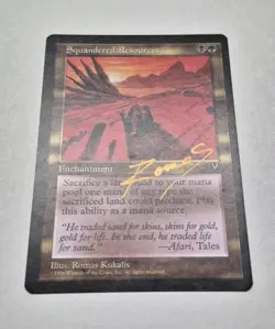 Unplayed Gold Signed NM Squandered Resources Visions MTG Romas Kukalis RESERVE - Image 2