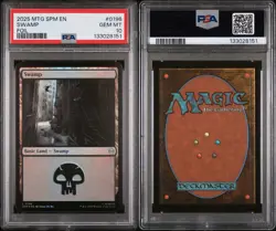 2025 MTG SPIDER-MAN #0196 SWAMP (FOIL) PSA 10 - POP 1 - Image 3