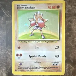 Pokemon TCG Hitmonchan Base Set 7/102 Holo Rare 1999 70 HP Basic Vintage - Image 1
