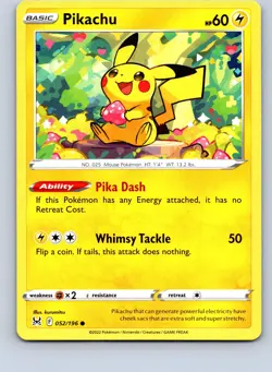 Pokemon tcg: SWSH11: Lost Origin Pikachu #052/196 Common,Regular .P2N - Image 1