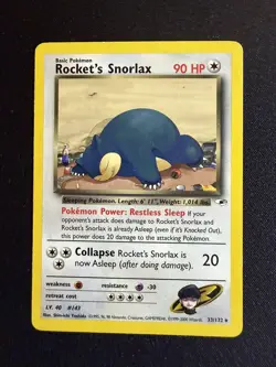 Pokemon TCG Rocket’s Snorlax 33/132 - Gym Heroes Rare 2000 WOTC LP - Image 1