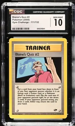 Pokemon Blaine's Quiz #2 2000 Gym Challenge 111/132 CGC 10 - Image 1