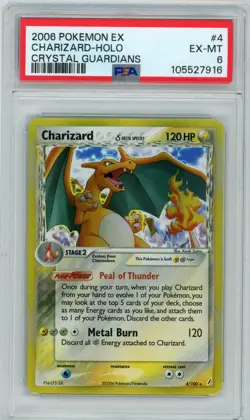 Charizard (Delta Species) 4/100 Pokemon Crystal Guardians Holo Rare PSA 6 EX-MT - Image 1