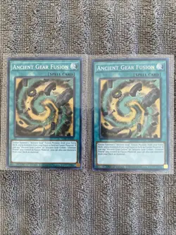 YUGIOH ANCIENT GEAR FUSION LDS1-EN090 SECRET LIMITED ED NM x2 - Image 1