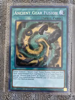 YUGIOH ANCIENT GEAR FUSION LDS1-EN090 SECRET LIMITED ED NM x2 - Image 2