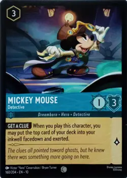 160/204 MICKEY MOUSE DETECTIVE EN10 COMMON DISNEY LORCANA CARD - Image 1