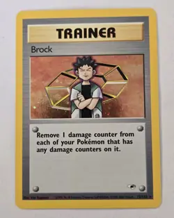 Pokemon TCG Brock Trainer Holo Rare Card 15/132 WOTC Gym Heroes LP - Image 1