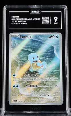 2023 Pokemon Scarlet & Violet 151 Illustration Rare Squirtle 170/165 TAG 9 - Image 1