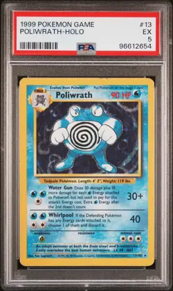 1999 Pokemon Base Set Poliwrath Holo 13/102 PSA 5 - Image 1