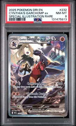 2025 Pokemon Destined Rivals Cynthia’s Garchomp EX #232 Special Rare PSA 8 🤜🤛 - Image 1