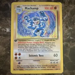 Pokemon TCG Machamp Base Set 8/102 1st Edition Holo Rare 1999 100 HP Stage 2 - Image 1