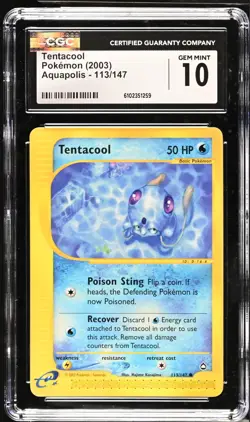 Pokemon 2003 Tentacool Aquapolis 113/147 CGC 10 - Image 1