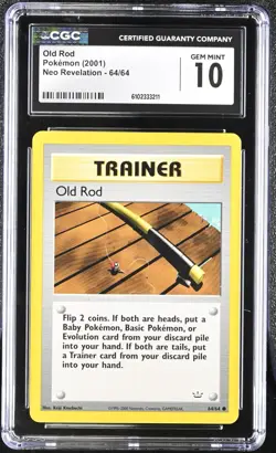 Pokemon 2001 Old Rod Neo Revelation 64/64 CGC 10 - Image 1