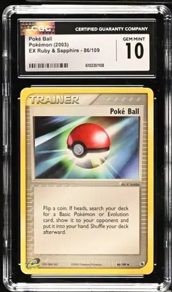 Pokemon Poke Ball 2003 EX Ruby & Sapphire 86/109 CGC 10 - Image 1