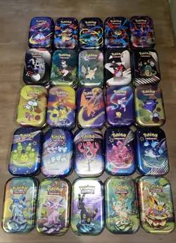 Pokemon TCG: Lot of 50 Empty Mini Tins - Various Designs & Sets - Image 1