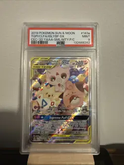 2019 POKEMON SUN & MOON COSMIC ECLIPSE TOGEPI & CLEFFA & IGGLYBUFF GX PSA 9 - Image 1