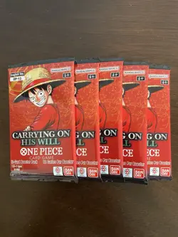One Piece Carrying On His Will OP-13 Five 5 Booster Packs Lot English I - Image 1