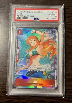 PSA 10 One Piece TCG Nami OP01 Romance Dawn OP01-016 Korean Alternate (Alt) Art - Image 1