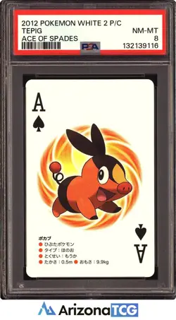 Pokemon 2012 Tepig Ace Of Spades White 2 Playing Cards Japanese PSA 8 - Image 1